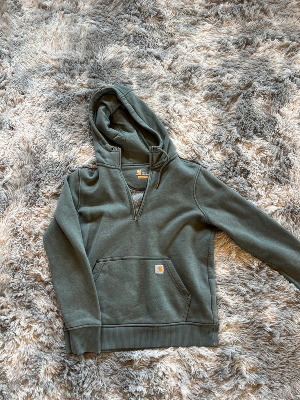 Carhartt Olive Green Half-Zip Hoodie